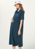 231022B7 Waffle Maternity & Nursing  Polo Dress