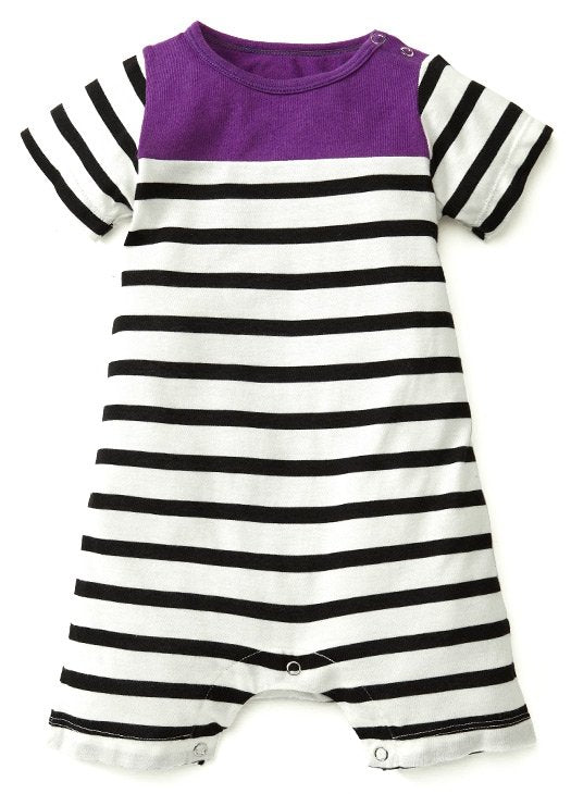 13712P Purple Navy Sailor Stripes Baby Bodysuit