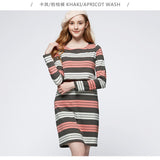 172065CO (Coco/Orange) Stripe Double Layer Maternity & Nursing Dress
