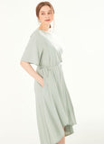 221002G2 Drapey Maternity & Nursing Midi  Dress
