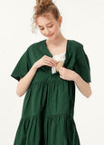 231008G3 Flared Hem Cotton Maternity & Nursing Dress
