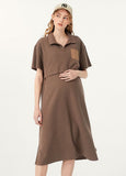231022K4 Waffle Maternity & Nursing Polo Dress
