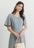 251002B4 Elegant V-Neck Maternity & Nursing Dress