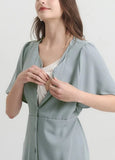 251002B4 Elegant V-Neck Maternity & Nursing Dress