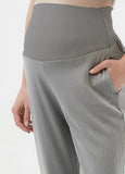 241531Z1 Pleated Maternity Straight Leg Pants - Silver