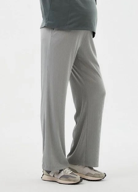 241531Z1 Pleated Maternity Straight Leg Pants - Silver