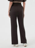 241531Z3 Pleated Maternity Straight Leg Pants - Charcoal