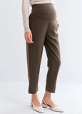 242527C4 Split-Hem Maternity Pants - Taupe