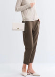 242527C4 Split-Hem Maternity Pants - Taupe