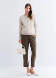 242527C4 Split-Hem Maternity Pants - Taupe