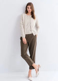 242527C4 Split-Hem Maternity Pants - Taupe