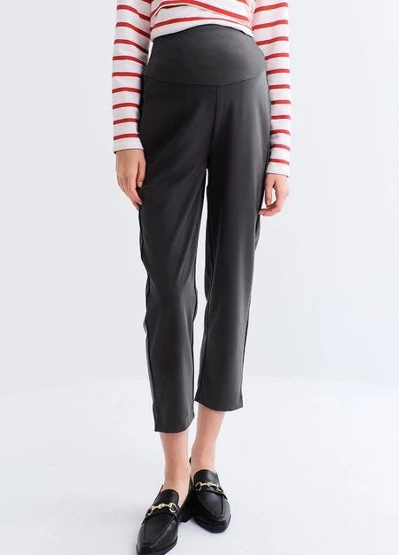 242527Z3 Split-Hem Maternity Pants - Charcoal