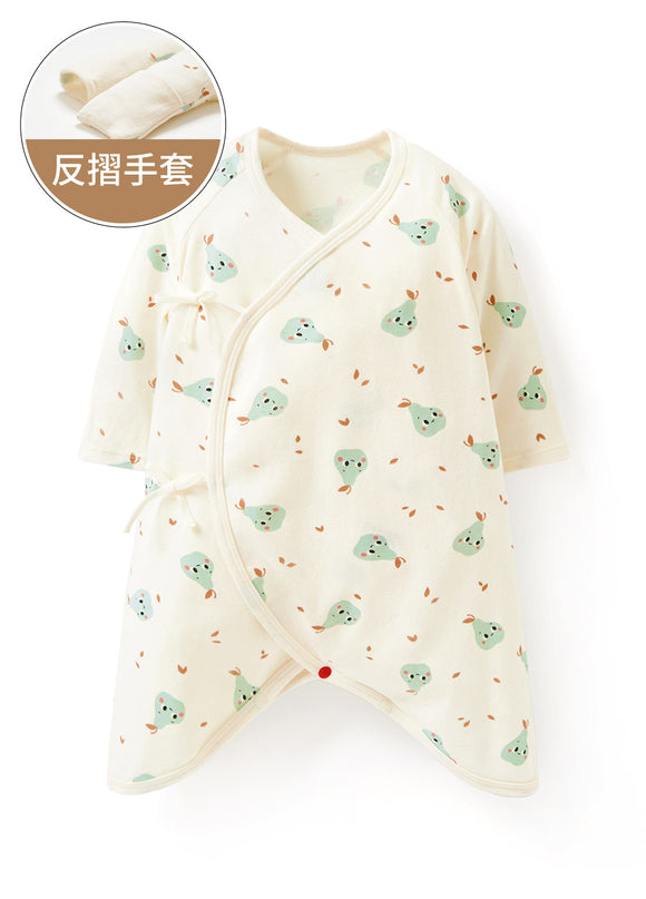 240734C1-NB Pear Newborn Cotton Long Sleeve Romper