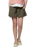 181504G Olive Green Maternity Bamboo Cotton Shorts