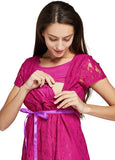 171011N Lace Cross-over Maternity & Nursing Dress