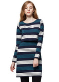 172065NG (Navy/ Green) Stripe Double Layer Maternity & Nursing Dress