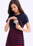 201005B Stripe Maternity & Nursing Dress