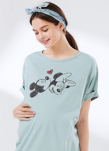 211805B Disney Mickey and Minnie Long Maternity Blouse